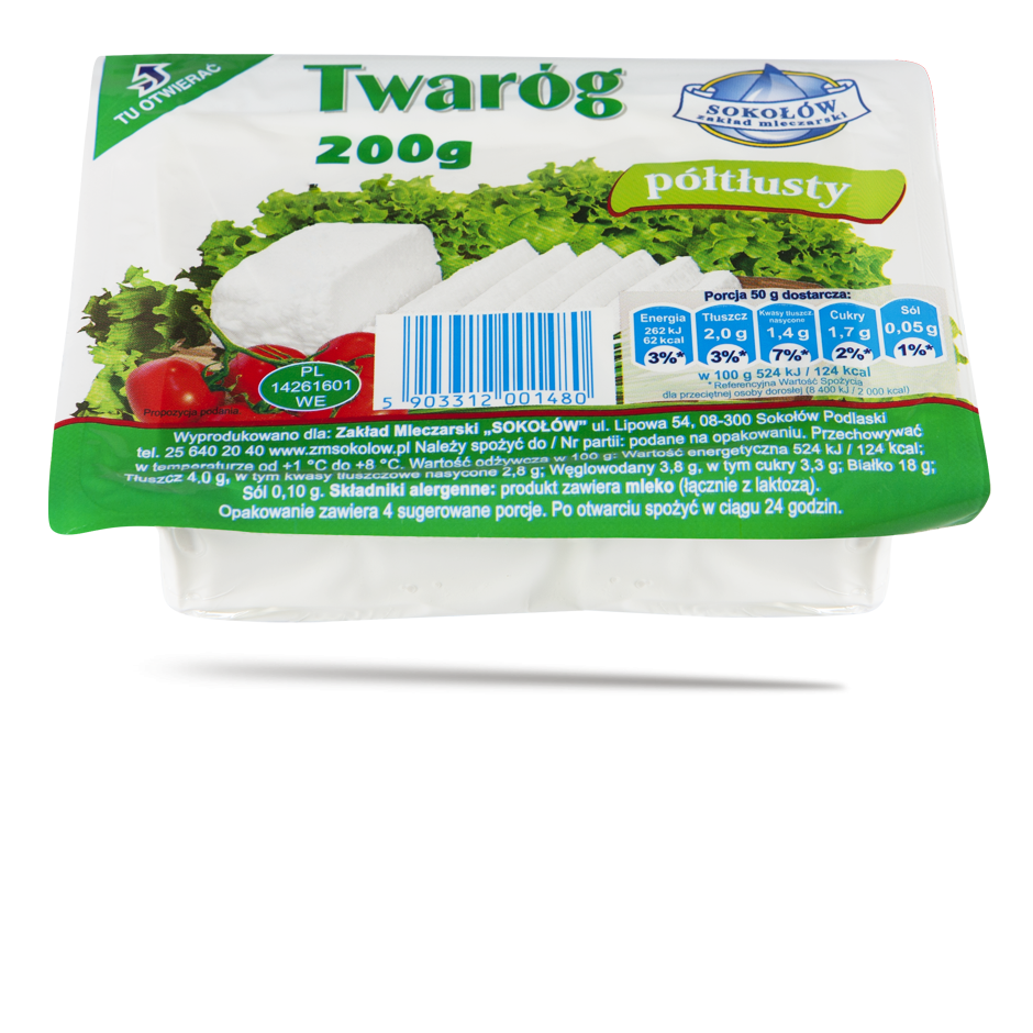 Twaróg półtłusty, kostka 200g